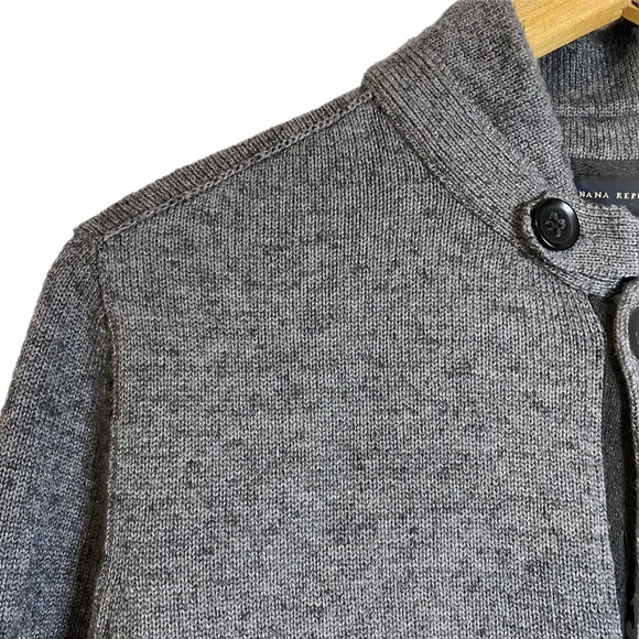 Banana Republic Gray Cotton Knit Sweater Jacket Cardigan Pockets Medium M - Picture 7 of 16